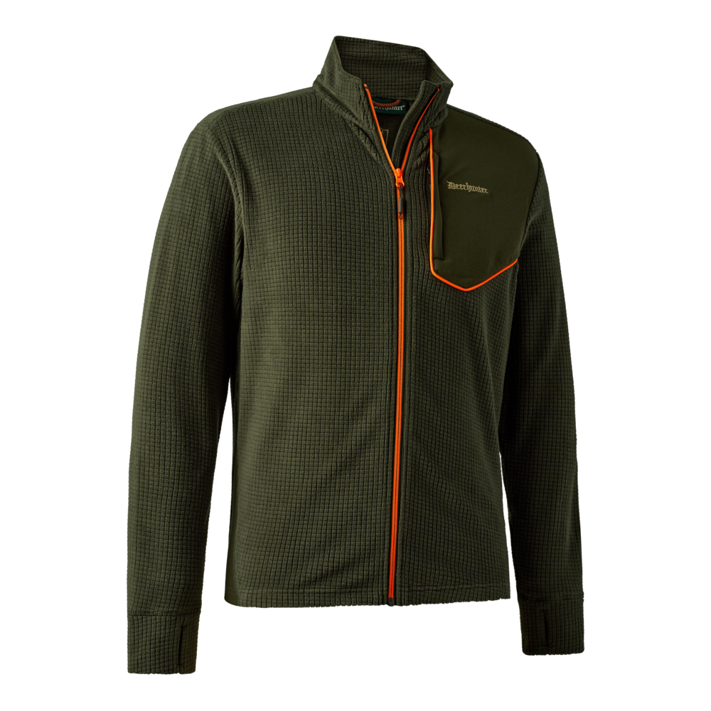 Fleece Deerhunter Chamois, Forest Green, cu fermoar