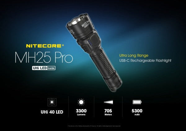 Lanterna Nitecore MH25 PRO, 3300 lumeni / 705m distanta, reincarcabila USB-C
