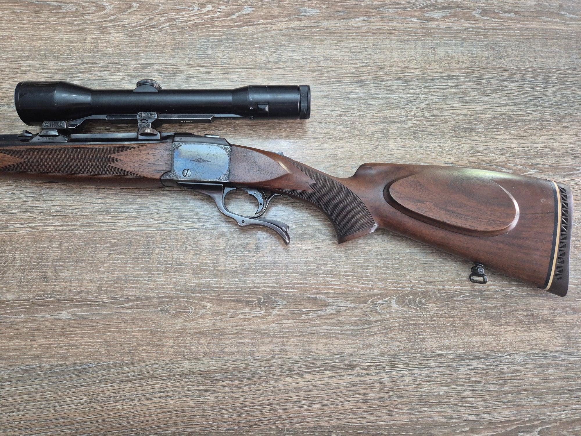 Carabina Heym-Ruger, cal 8x68S, Falling Block action, teava octogonala, Zeiss