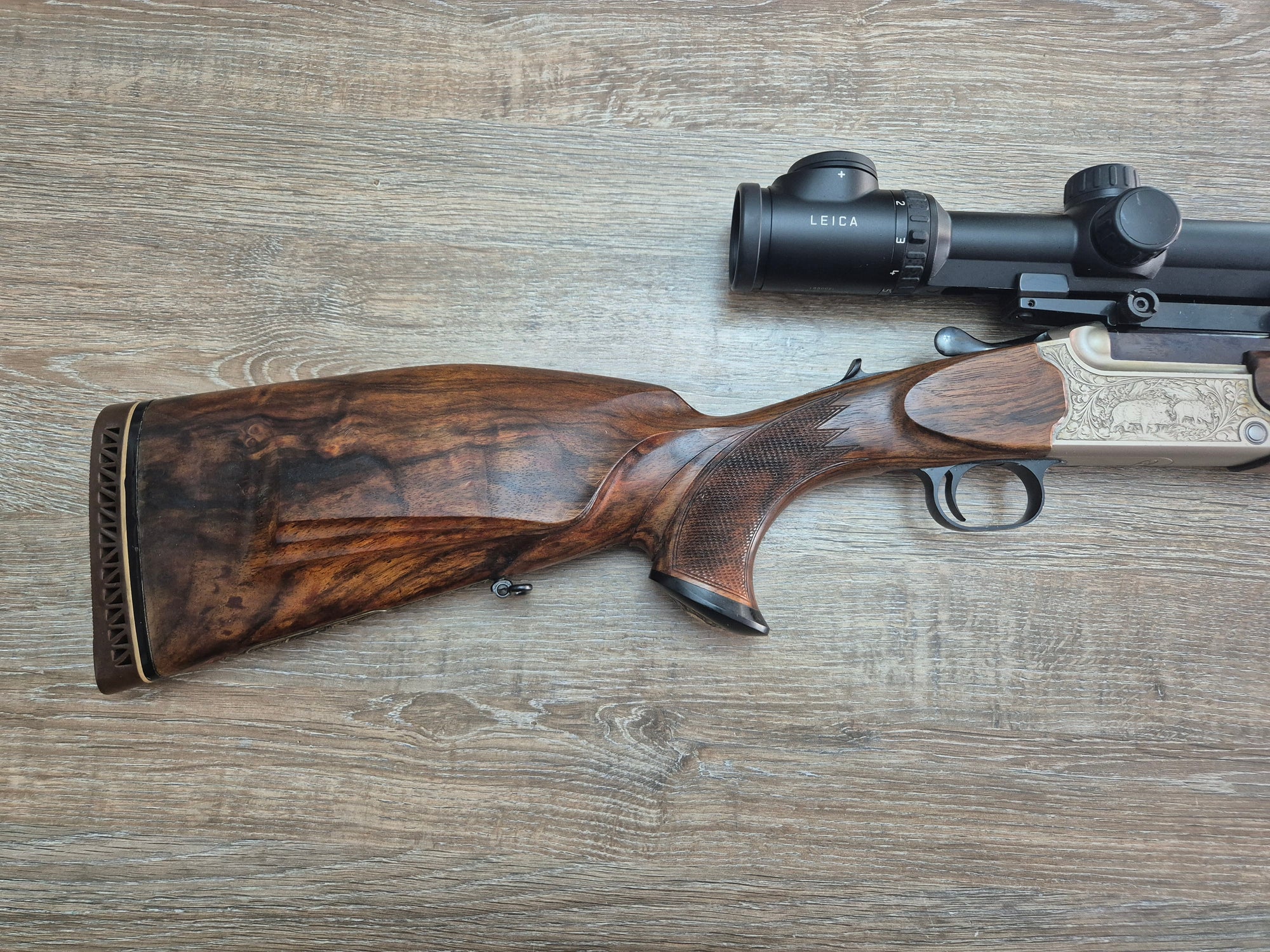 Dublu Express Heym, cal 30R Blaser, obrazar stanga, Leica Magnus 1-6.3x24