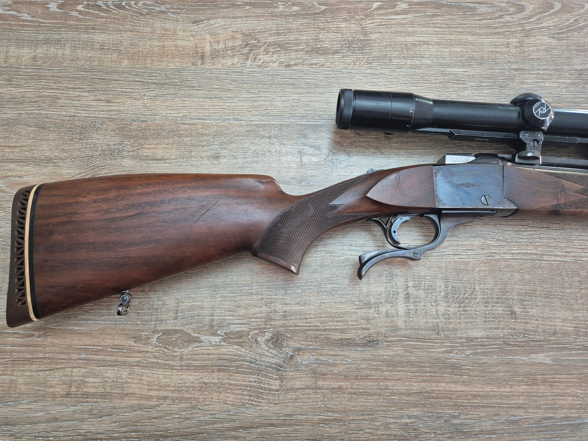 Carabina Heym-Ruger, cal 8x68S, Falling Block action, teava octogonala, Zeiss