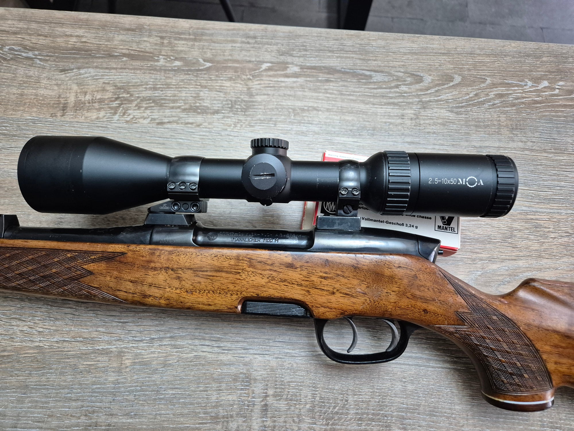 Carabina Steyr Mannlicher, cal 7x64, 64cm, luneta 2.5-10x50