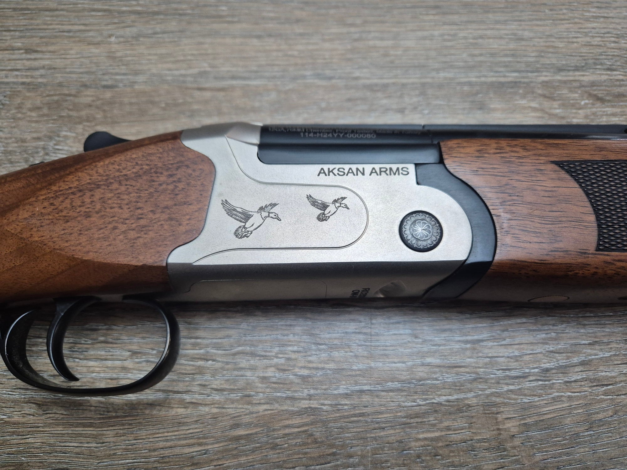 Bock Aksan Arms, cal 12/76, tevi 72cm, pat lemn, silver