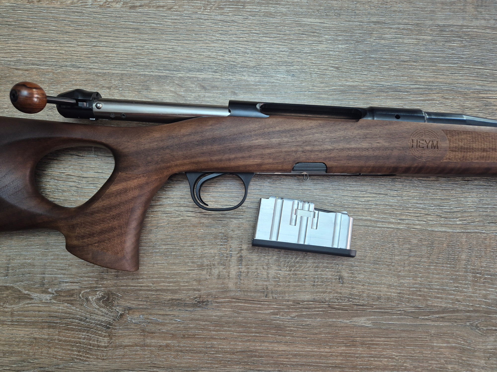 Carabina Heym SR30 Ranger-T cal 8x57 JS, 50cm, inchidere liniara, pat lemn