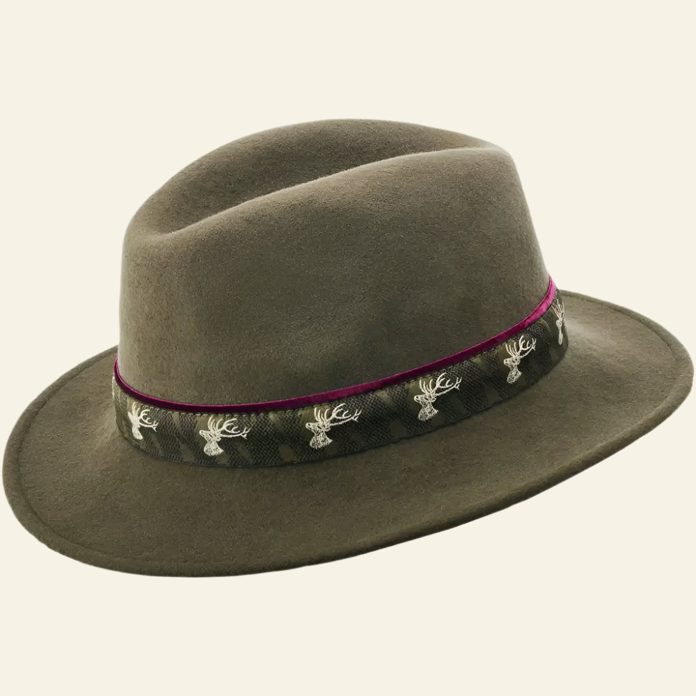 Palarie Parforce, verde, banda cu motive de cerb