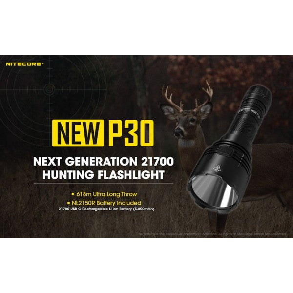 Lanterna Nitecore P30, 1000 lumeni / 618m distanta, reincarcabila USB-C
