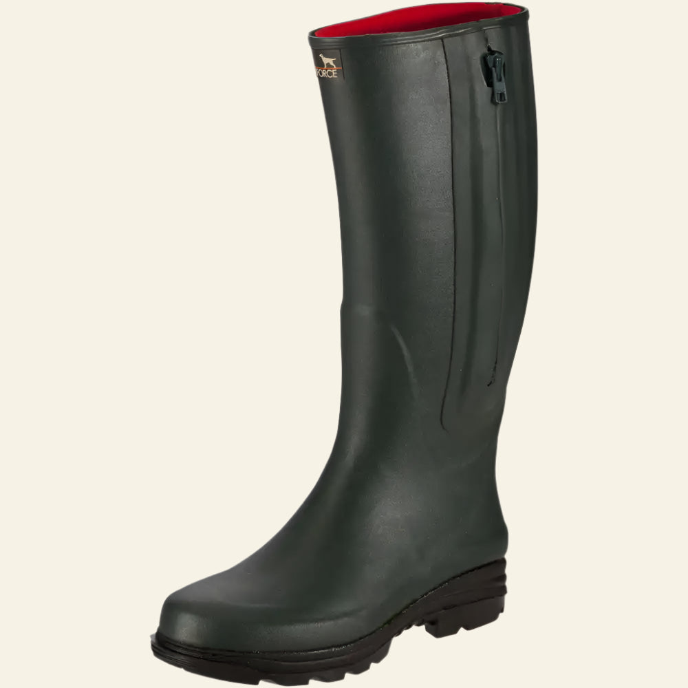 Cizme de cauciuc Parforce, cu fermoar si captuseala din neopren (verde olive)