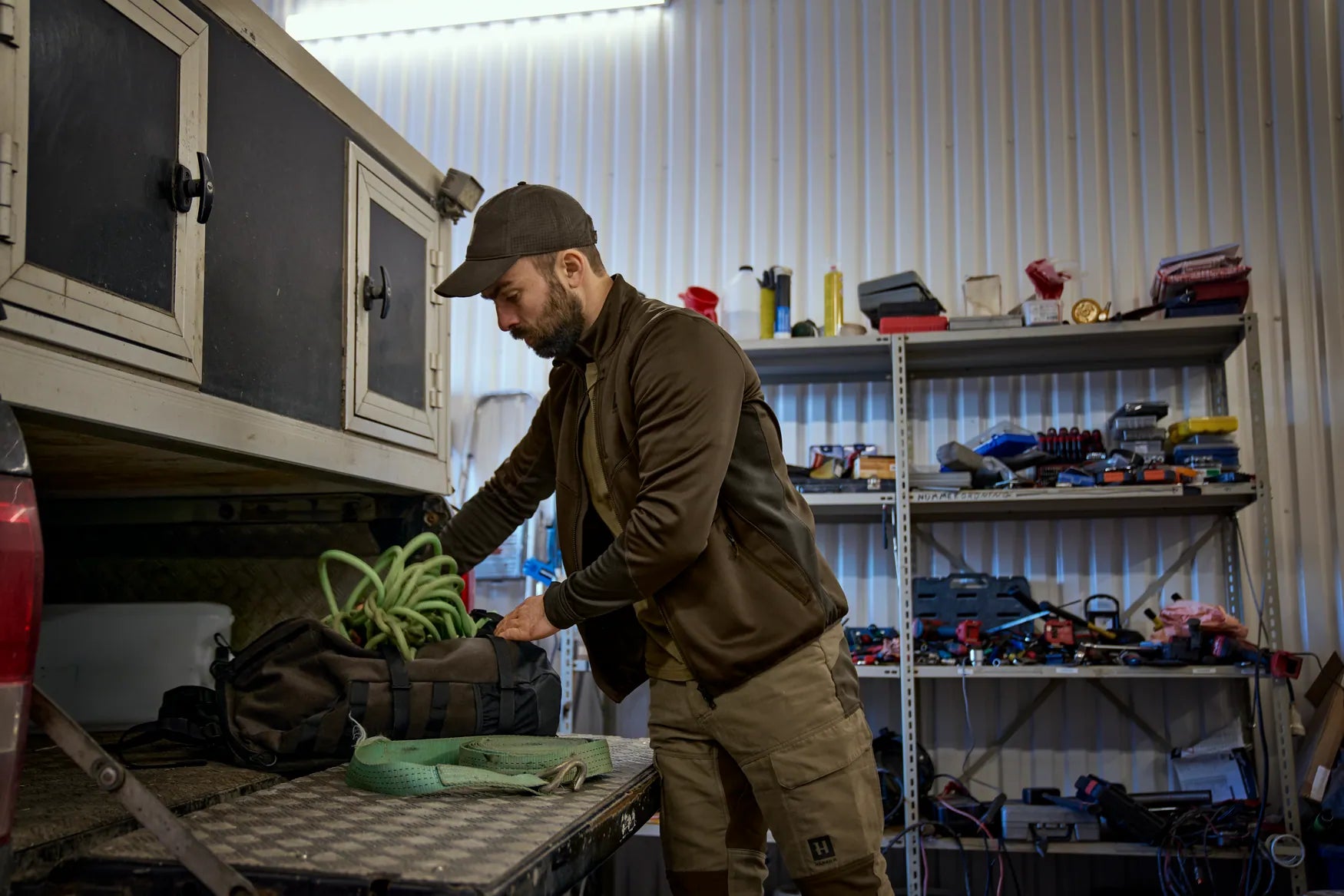 Jacheta Harkila Scandinavian fleece, Willow Green/Deep Brown