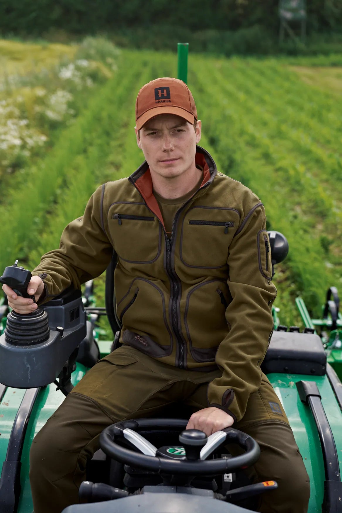 Jacheta Harkila Kamko Fleece, reversibila, Dark olive/Arabian spice