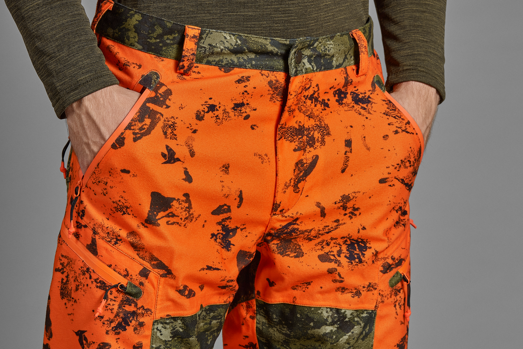 Pantaloni Seeland Vantage, impermeabili, orange/camo