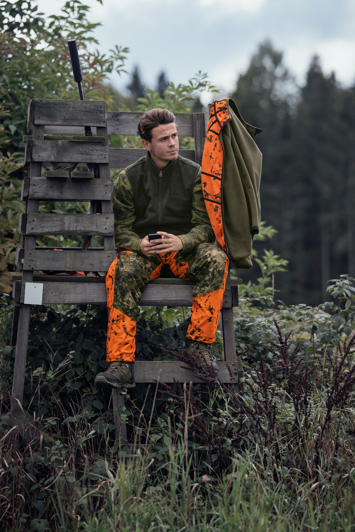 Pantaloni Seeland Vantage, impermeabili, orange/camo