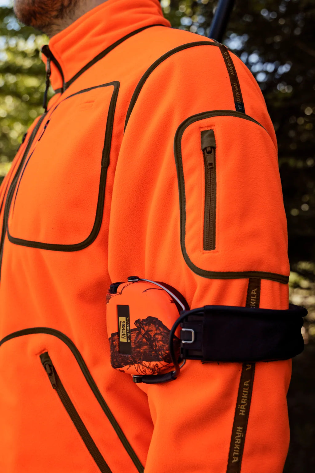 Geaca Harkila Kamko Blaze rev. fleece jacket Orange blaze/Willow green