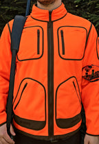 Geaca Harkila Kamko Blaze rev. fleece jacket Orange blaze/Willow green