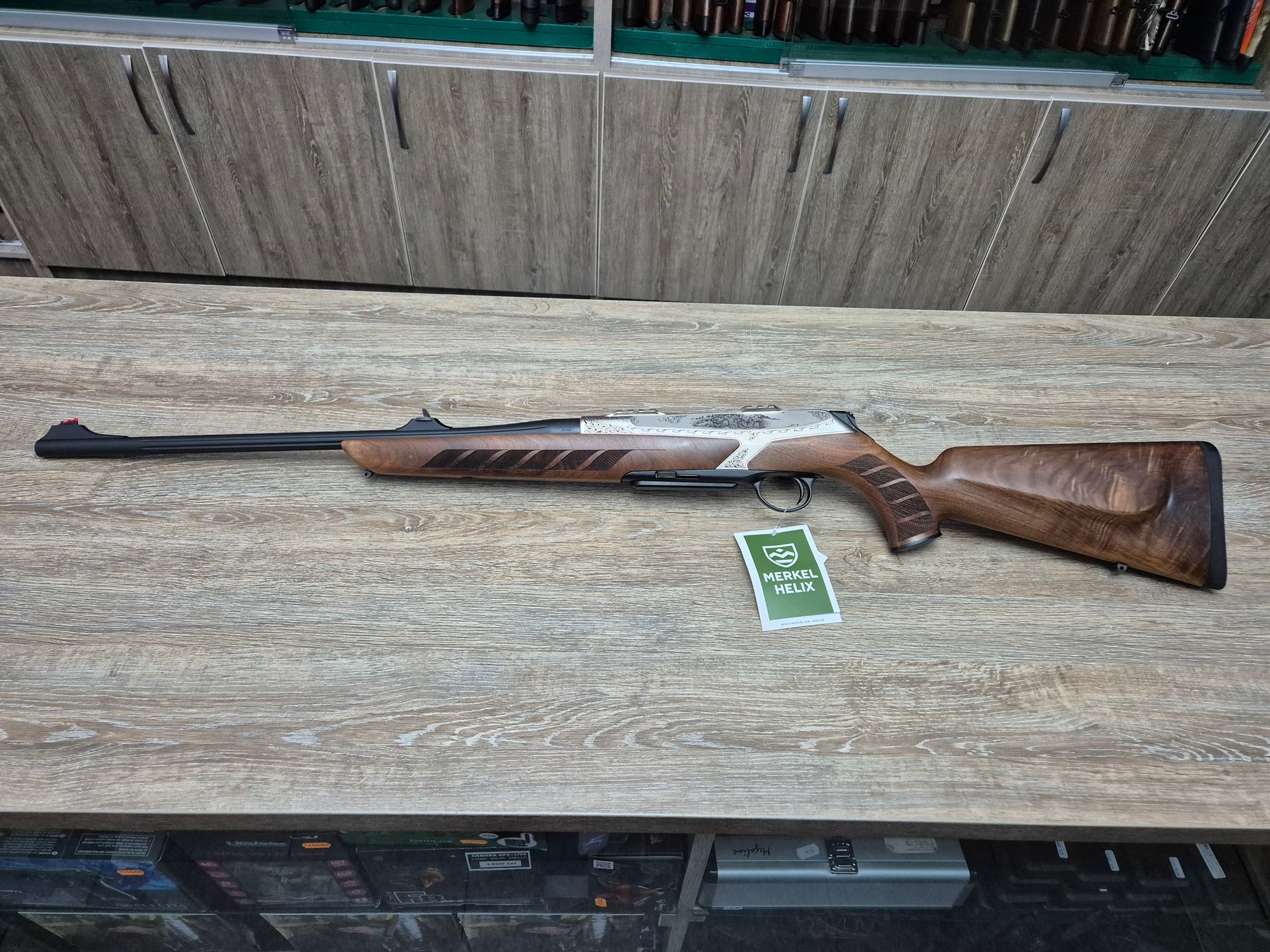 Carabina Merkel RX Helix Wildboar, cal 30-06, teava fluted 51cm, lemn grad 4
