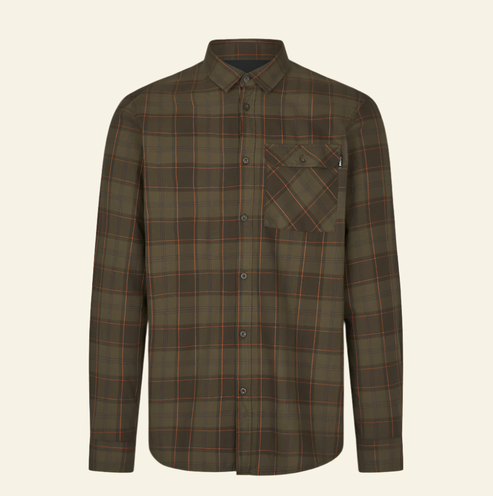 Camasa Seeland Glen Flannel - Pine Green/Dark Navy Check