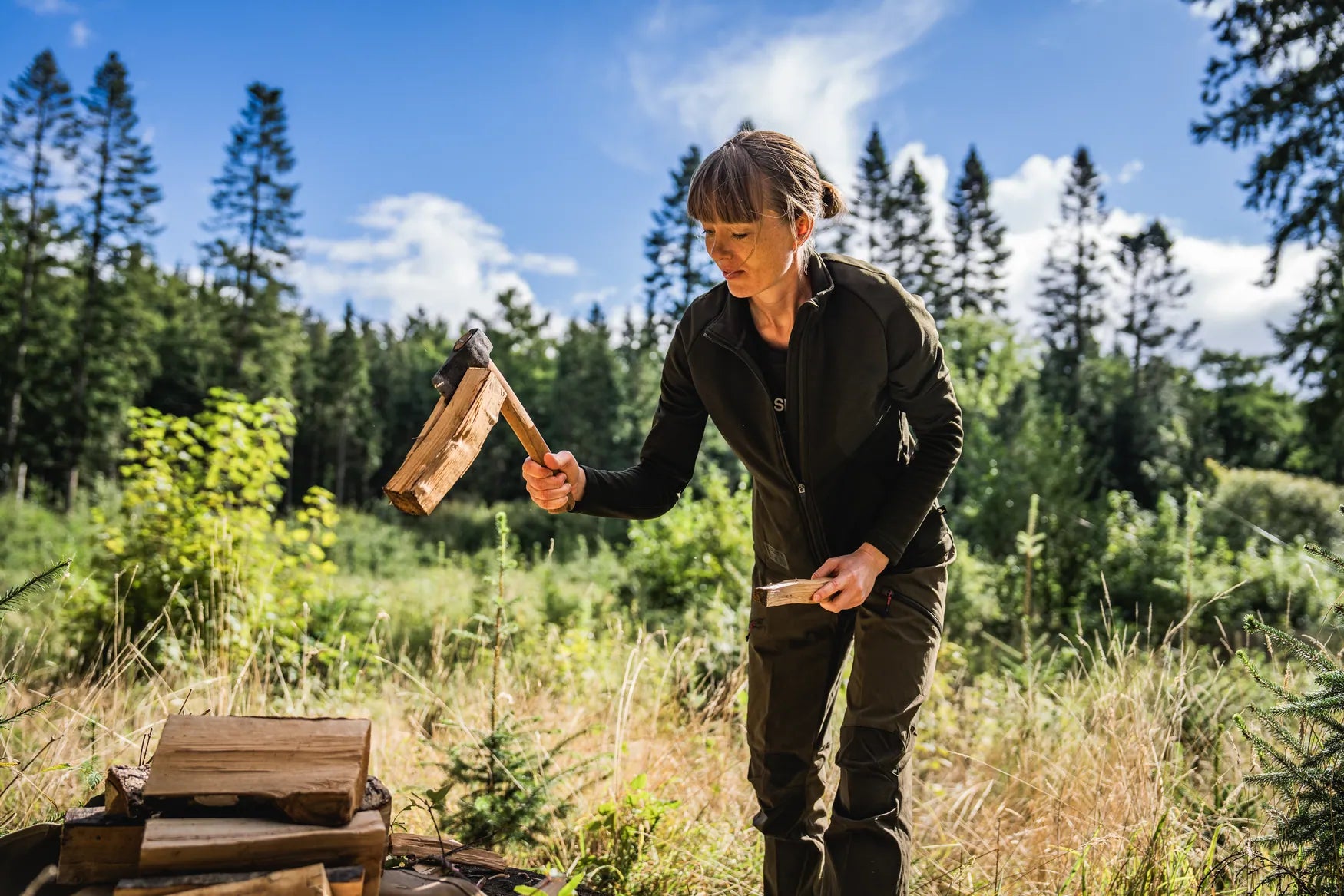 Pantaloni Seeland Dama Larch Stretch- Pine Green/Chocolate Torte