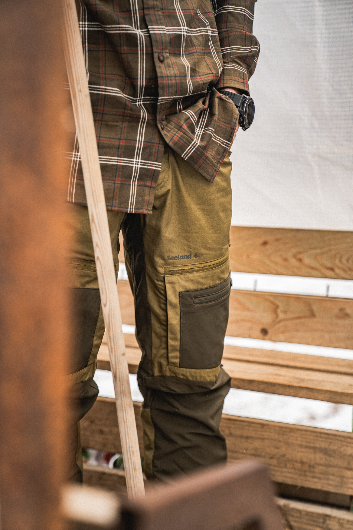 Pantaloni Seeland Hemlock, elastici si respirabili, Pine Green/Grizzly Brown