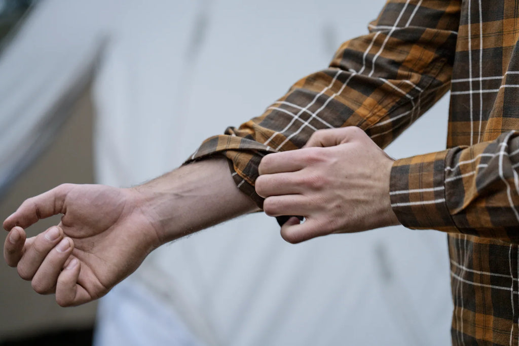 Camasa Seeland Glen Flannel Shirt Dark Brown/Camel Check