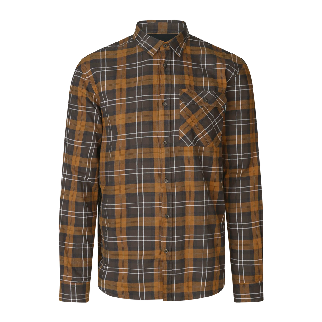 Camasa Seeland Glen Flannel Shirt Dark Brown/Camel Check