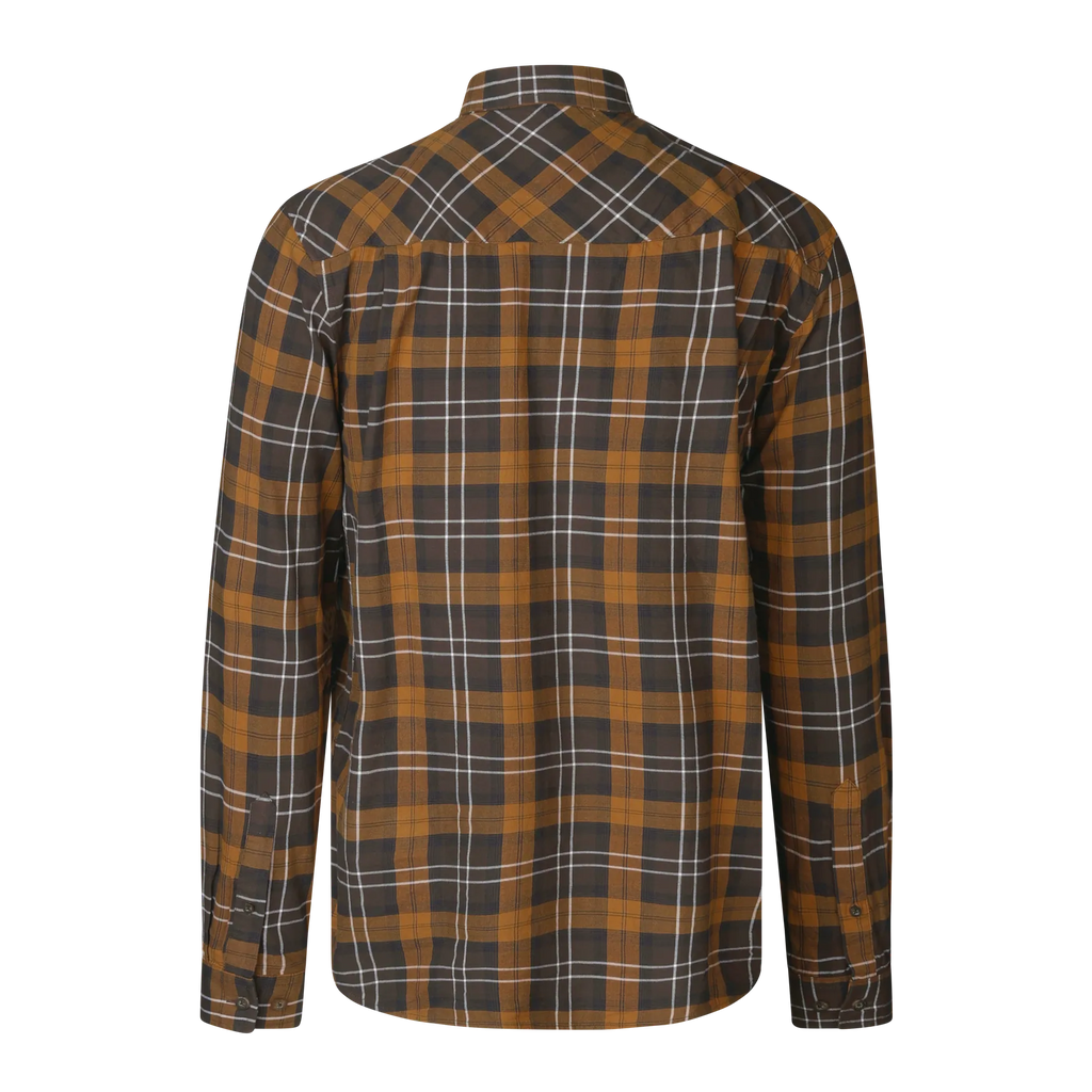 Camasa Seeland Glen Flannel Shirt Dark Brown/Camel Check