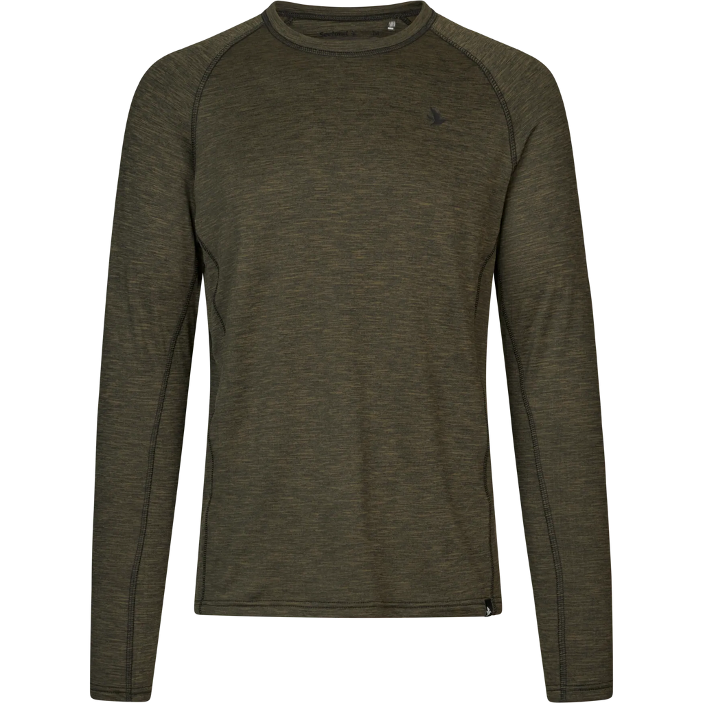 Tricou Seeland Peak, Pine Green Melange, cu maneca lunga