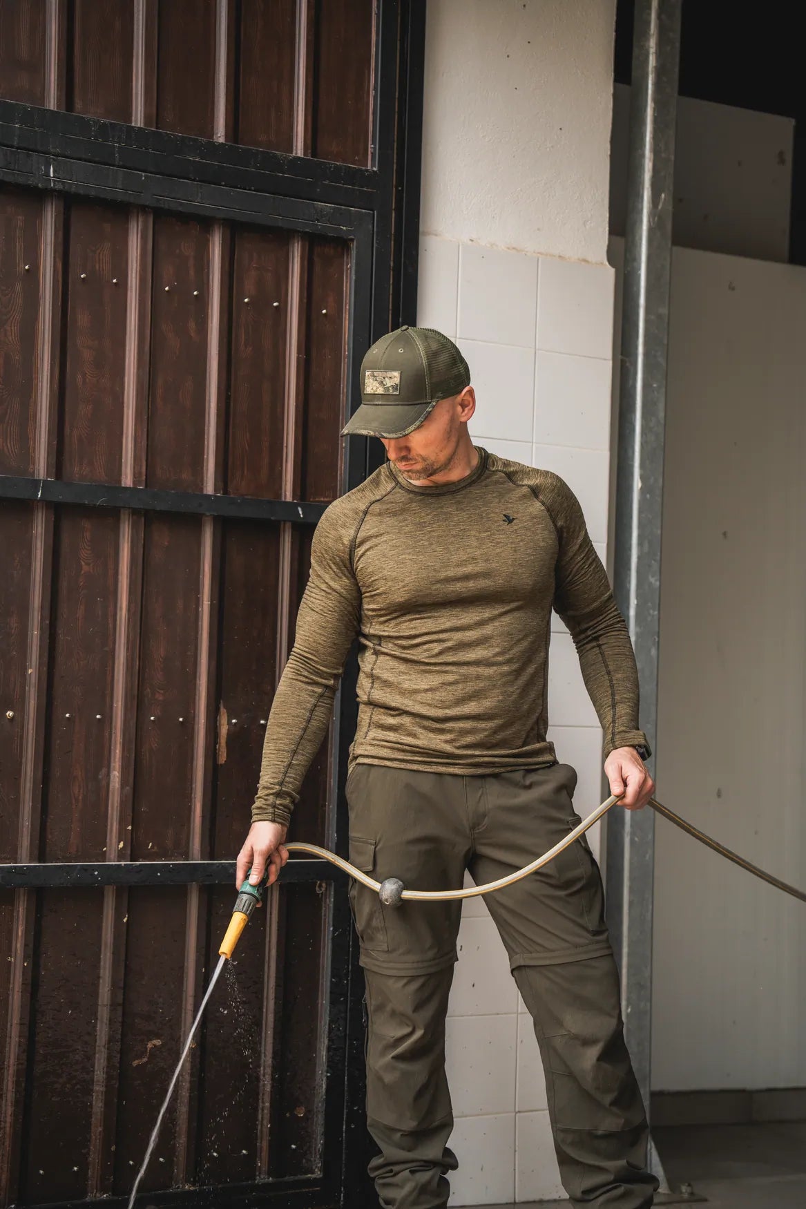 Tricou Seeland Peak, Military Olive Melange, cu maneca lunga