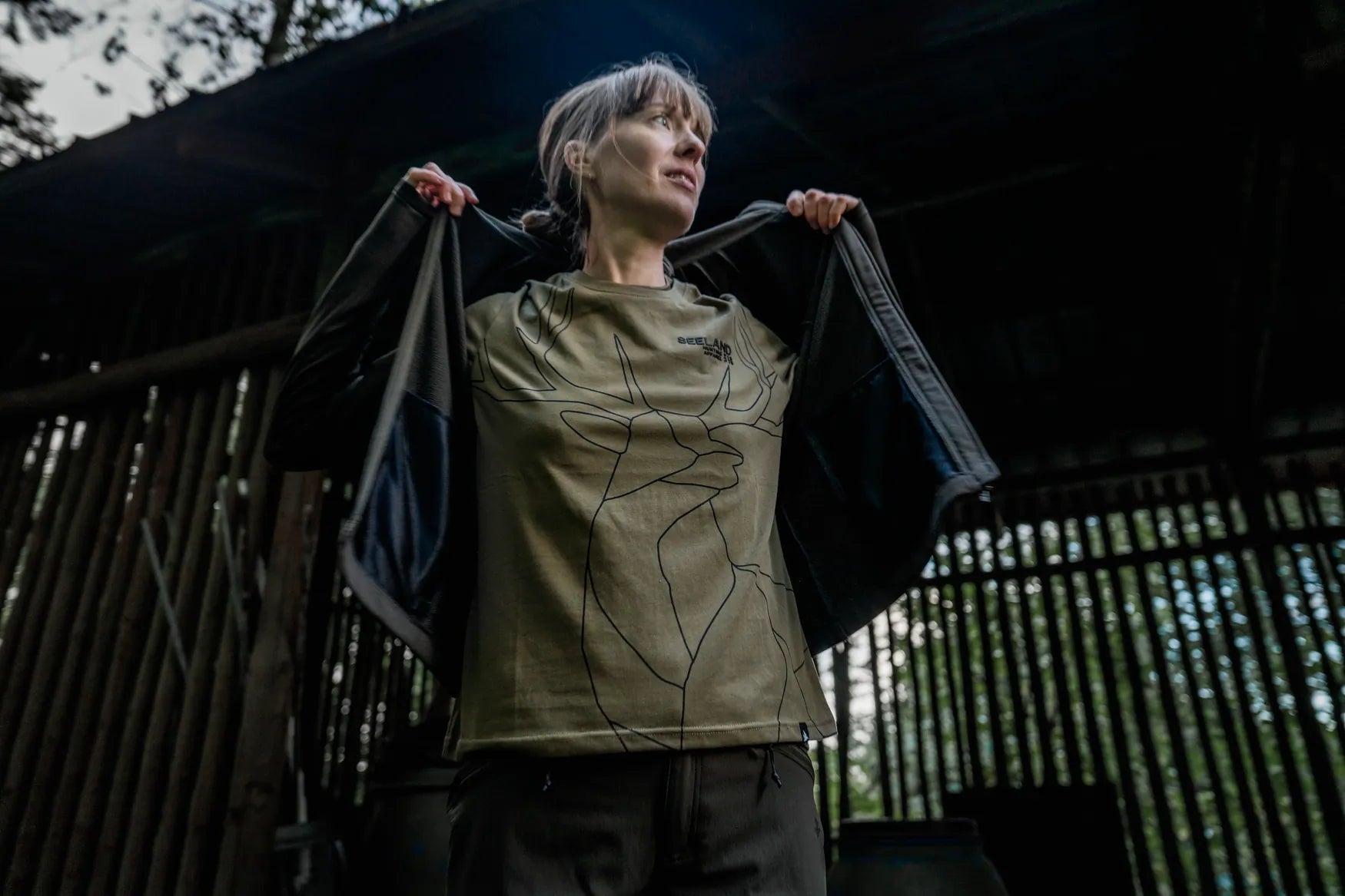 Tricou dama Seeland Deer On Line, Military Olive