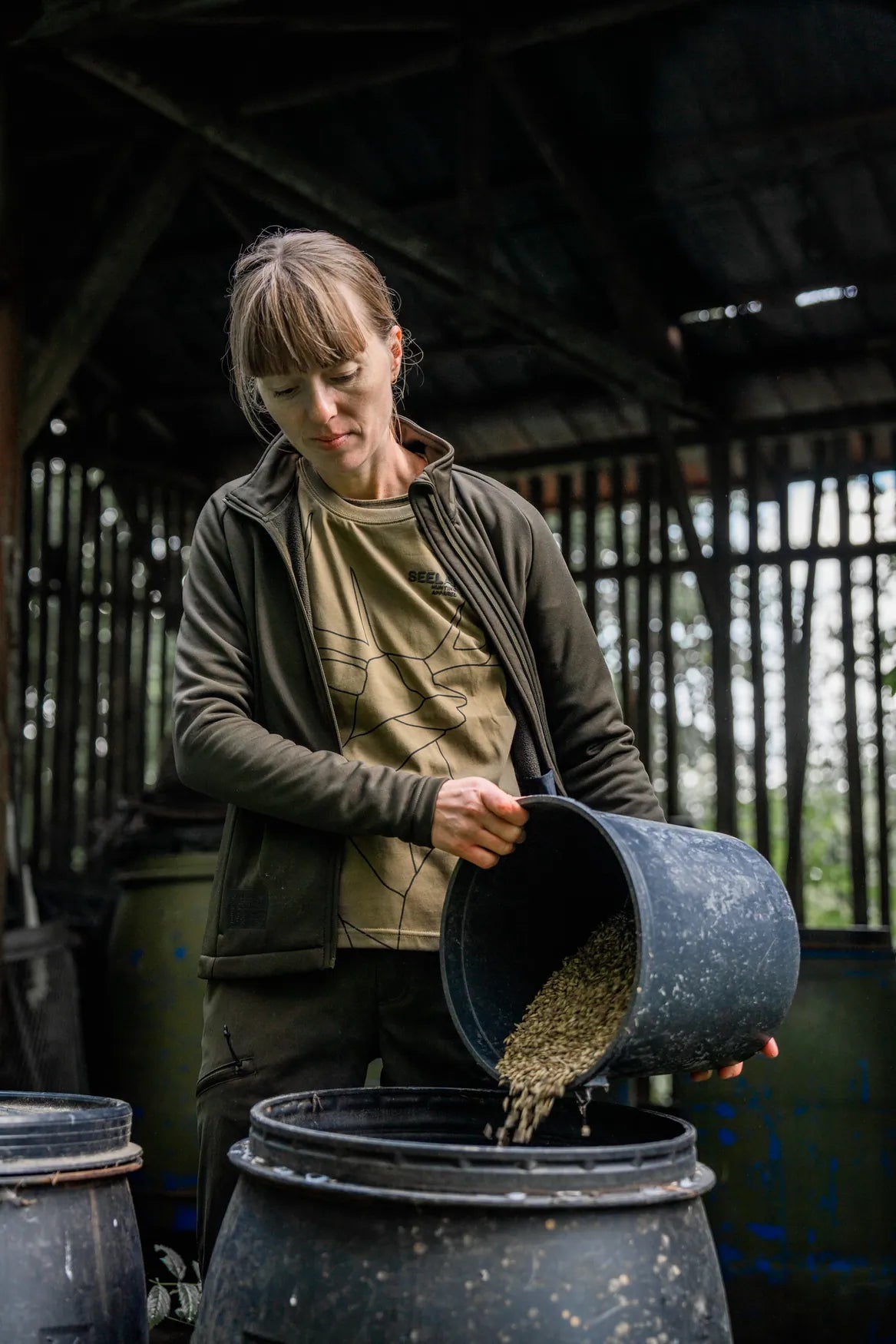 Tricou dama Seeland Deer On Line, Military Olive