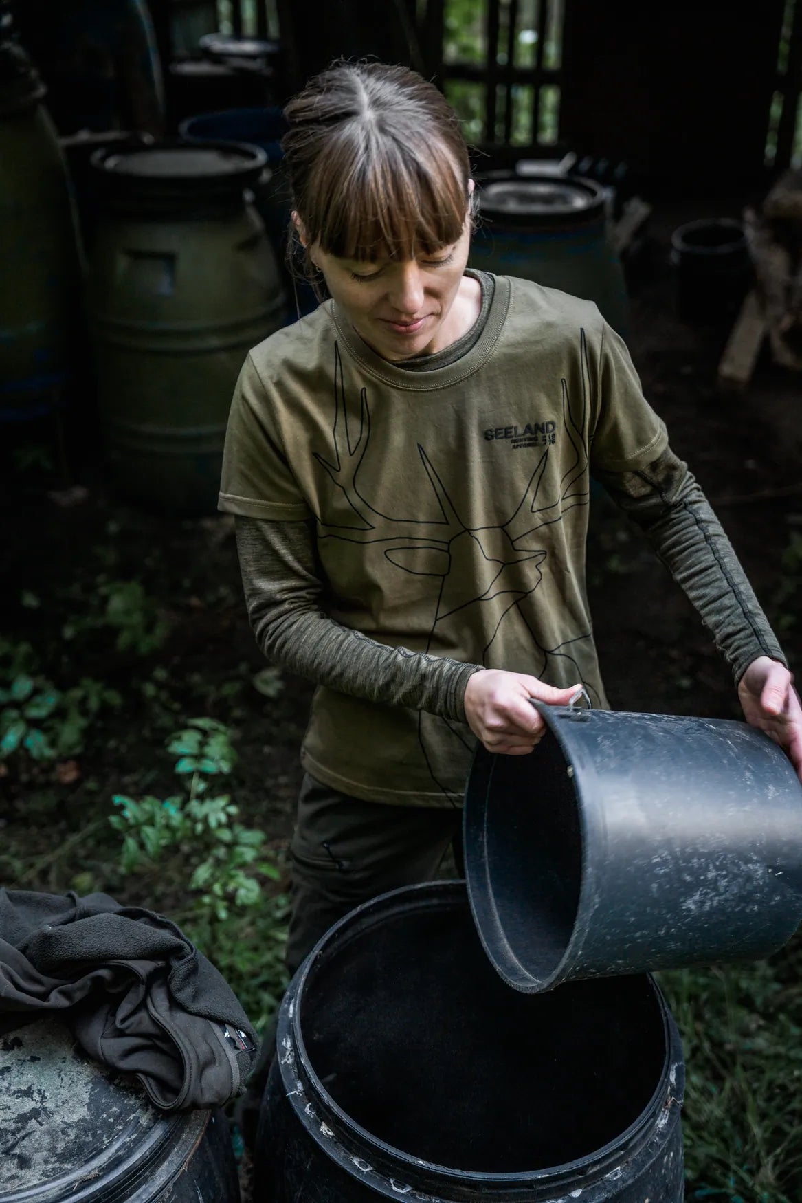 Tricou dama Seeland Deer On Line, Military Olive