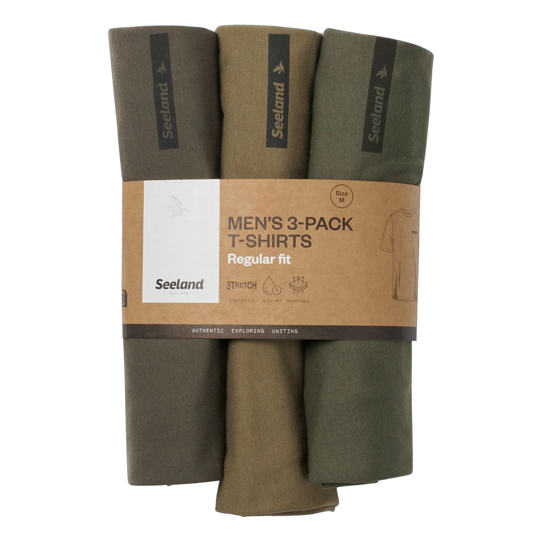 Pack 3 tricouri Seeland Pine Green/Military Olive/Grape Leaf