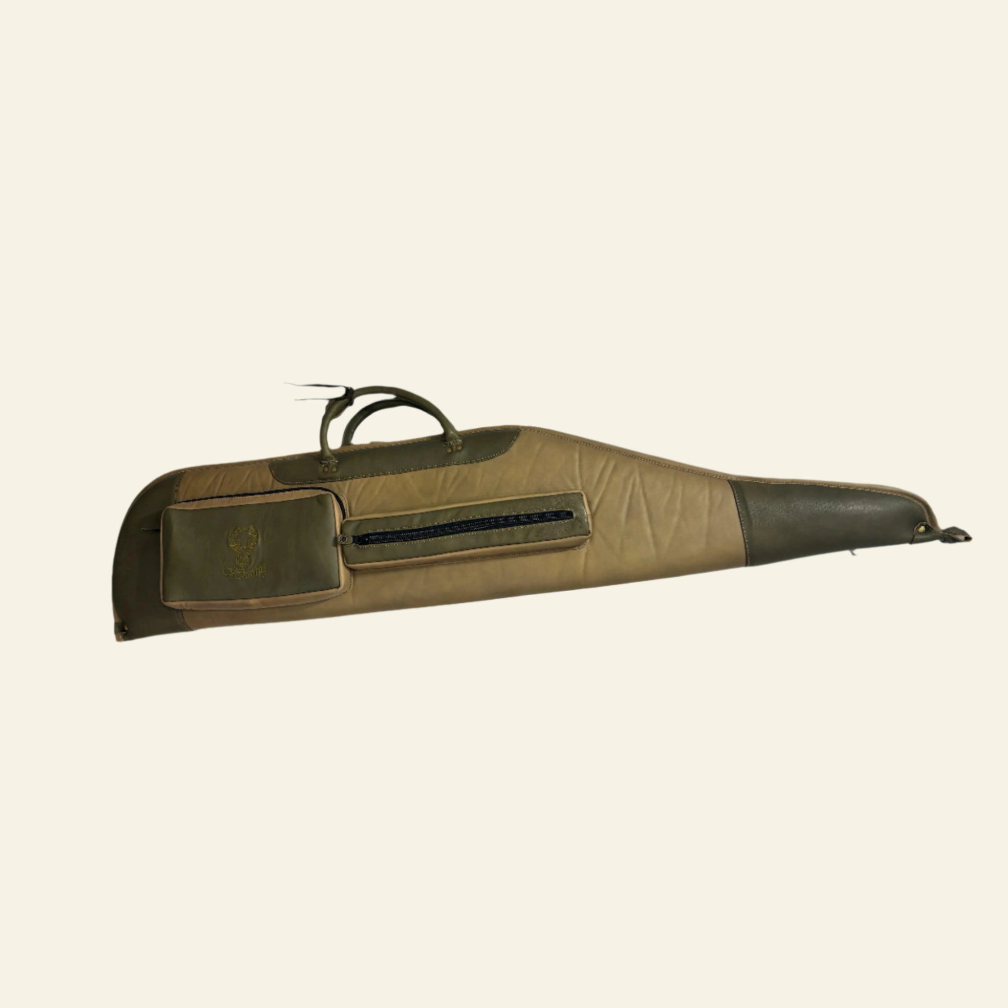 Husa carabina din piele bej/olive, Nobil Hunting, 130cm