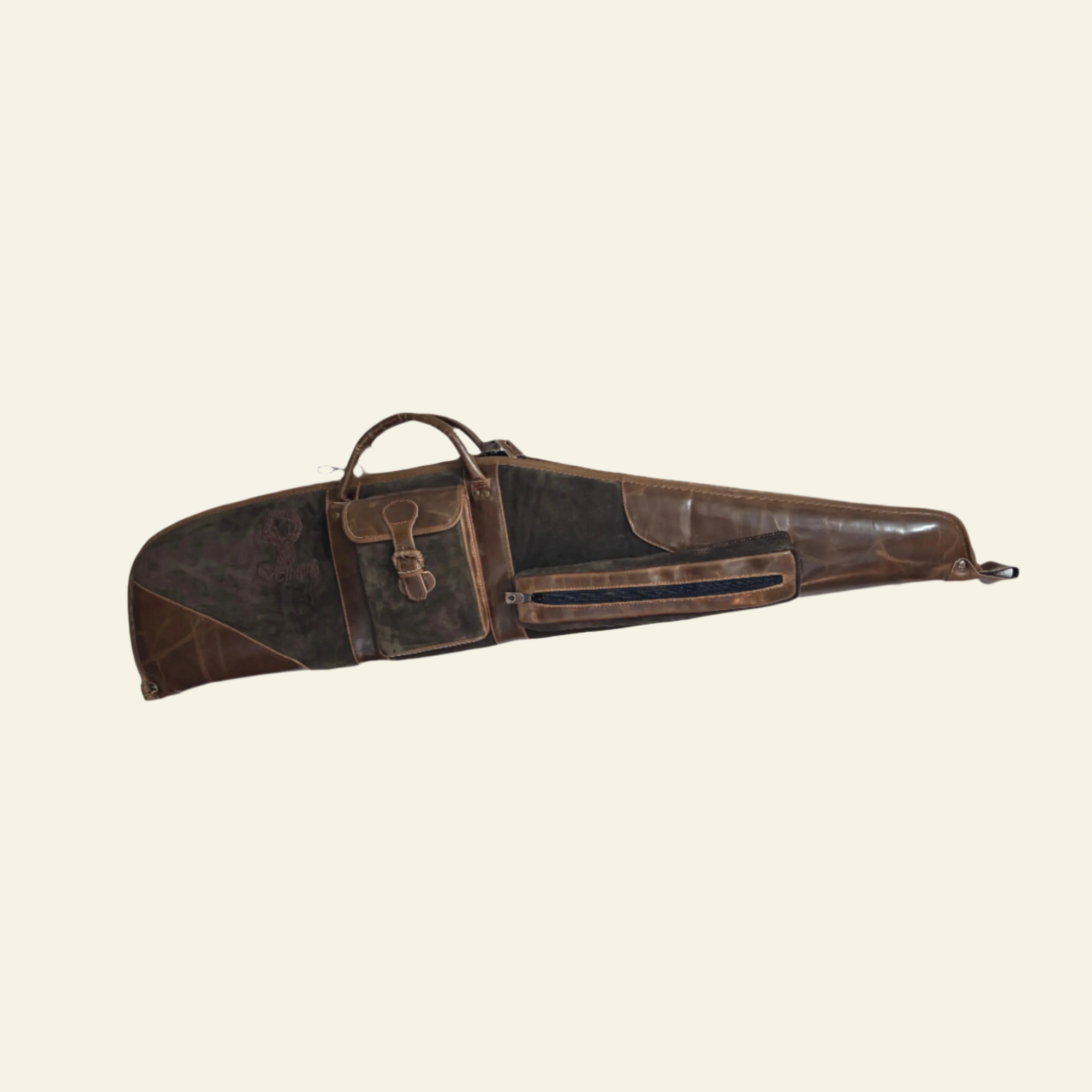 Husa carabina din piele maro/gri, Nobil Hunting, 120cm