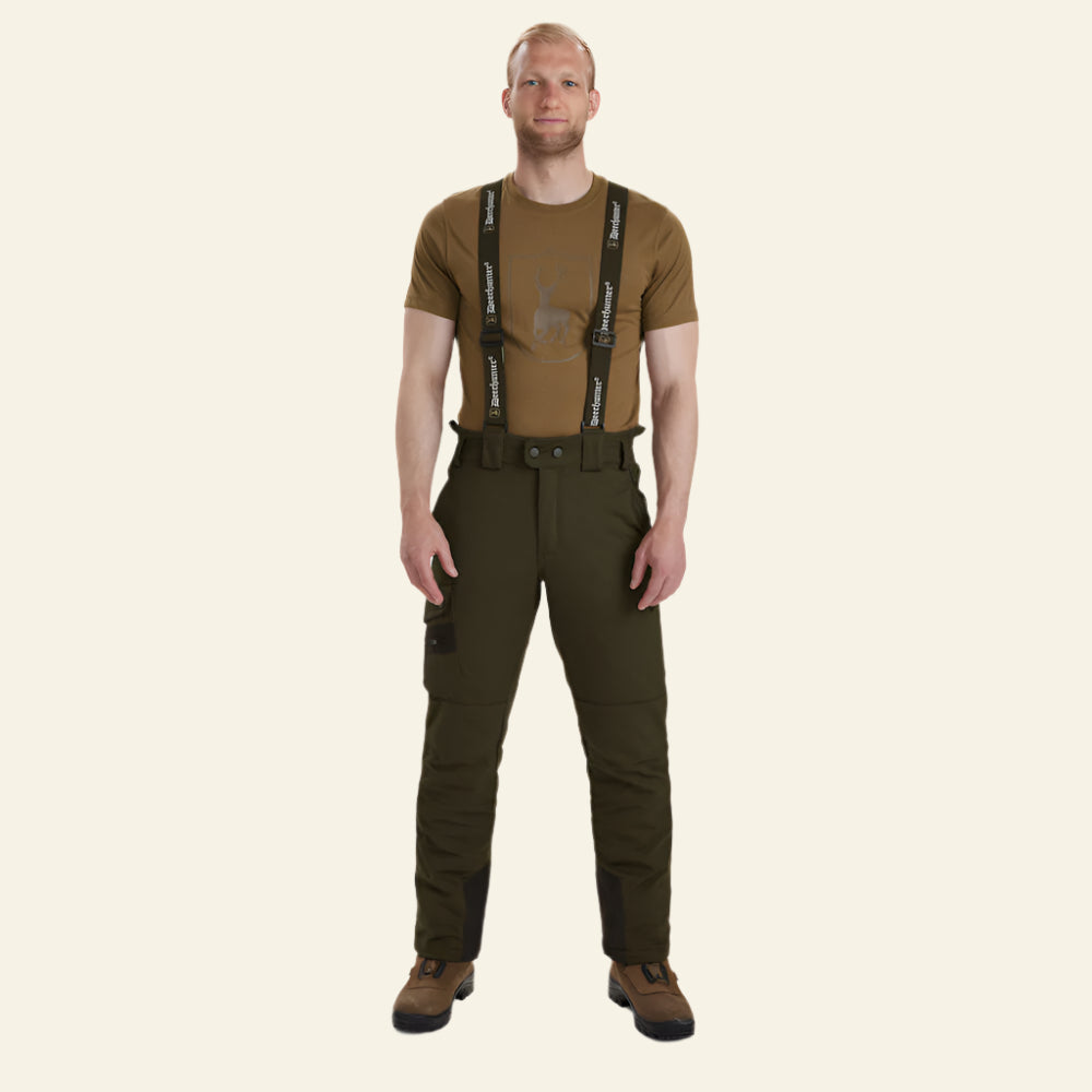 Pantaloni Deerhunter Muflon, Art Green, cu bretele, de iarna