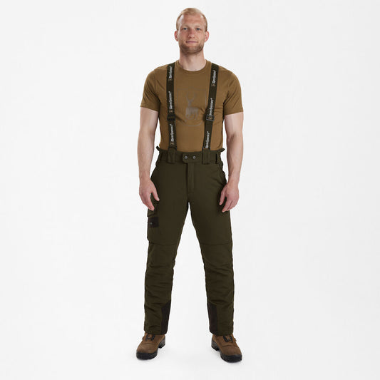 Pantaloni Deerhunter Muflon, Art Green, cu bretele, de iarna