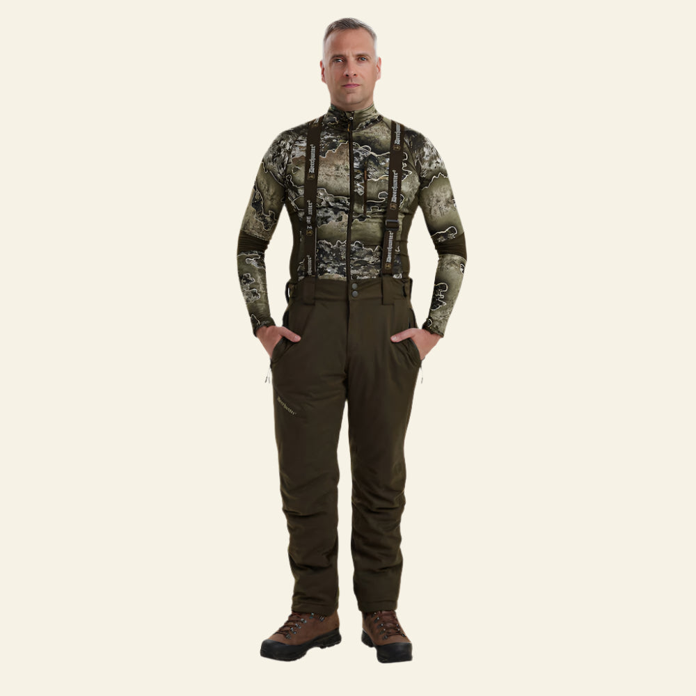 Pantaloni Deerhunter Excape Winter, Art Green, cu bretele, de iarna