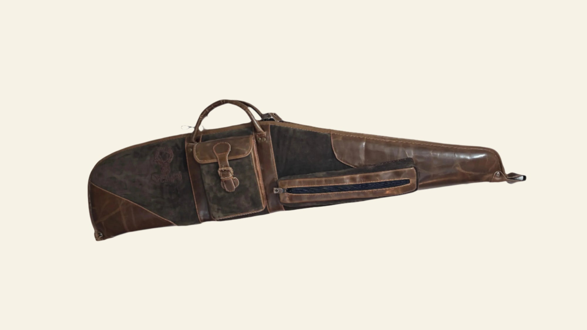 Husa carabina din piele maro/gri, Nobil Hunting, 120cm