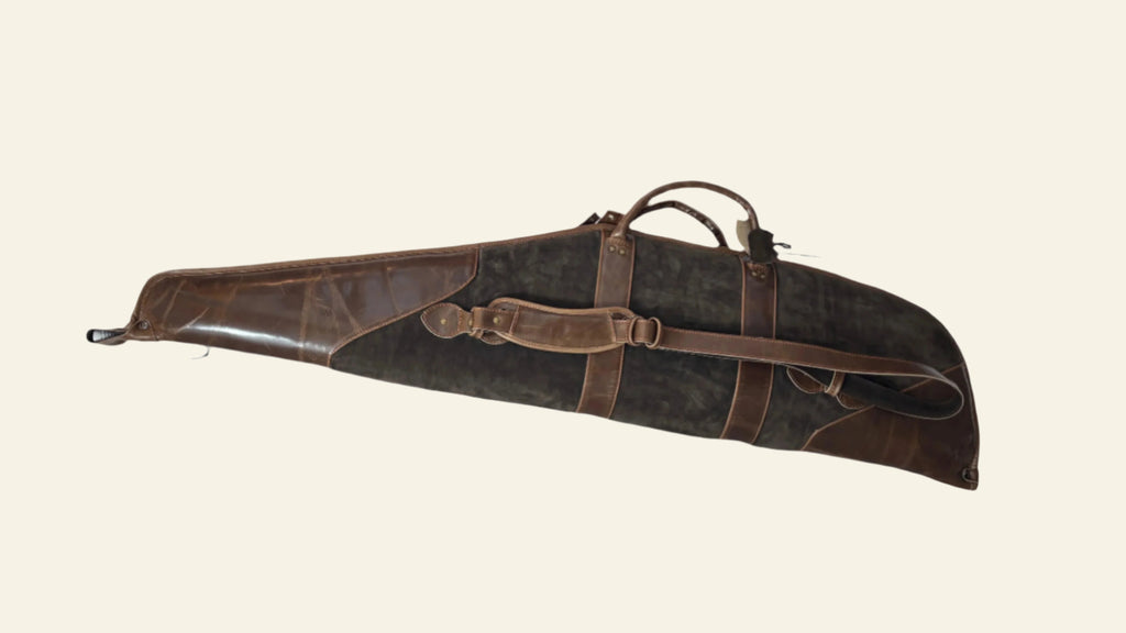 Husa carabina din piele maro/gri, Nobil Hunting, 120cm