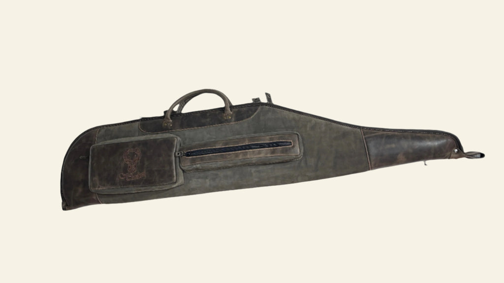 Husa carabina din piele maro/gri, Nobil Hunting, 130cm