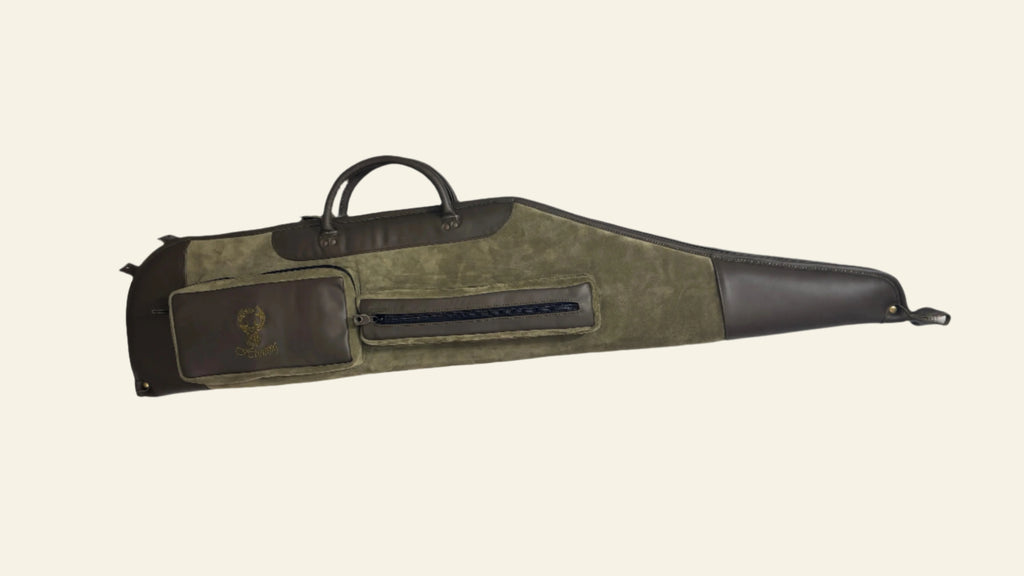 Husa carabina din piele olive/maro, Nobil Hunting, 130cm