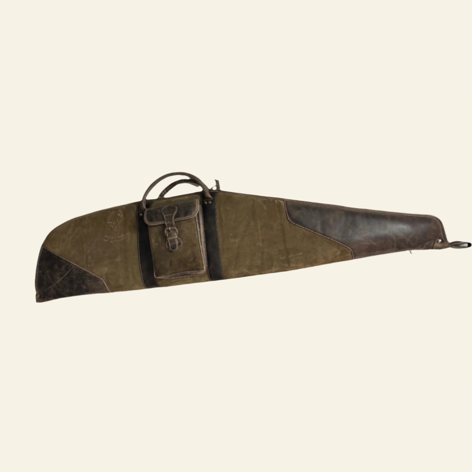 Husa carabina din piele maro/olive, Nobil Hunting, 130cm
