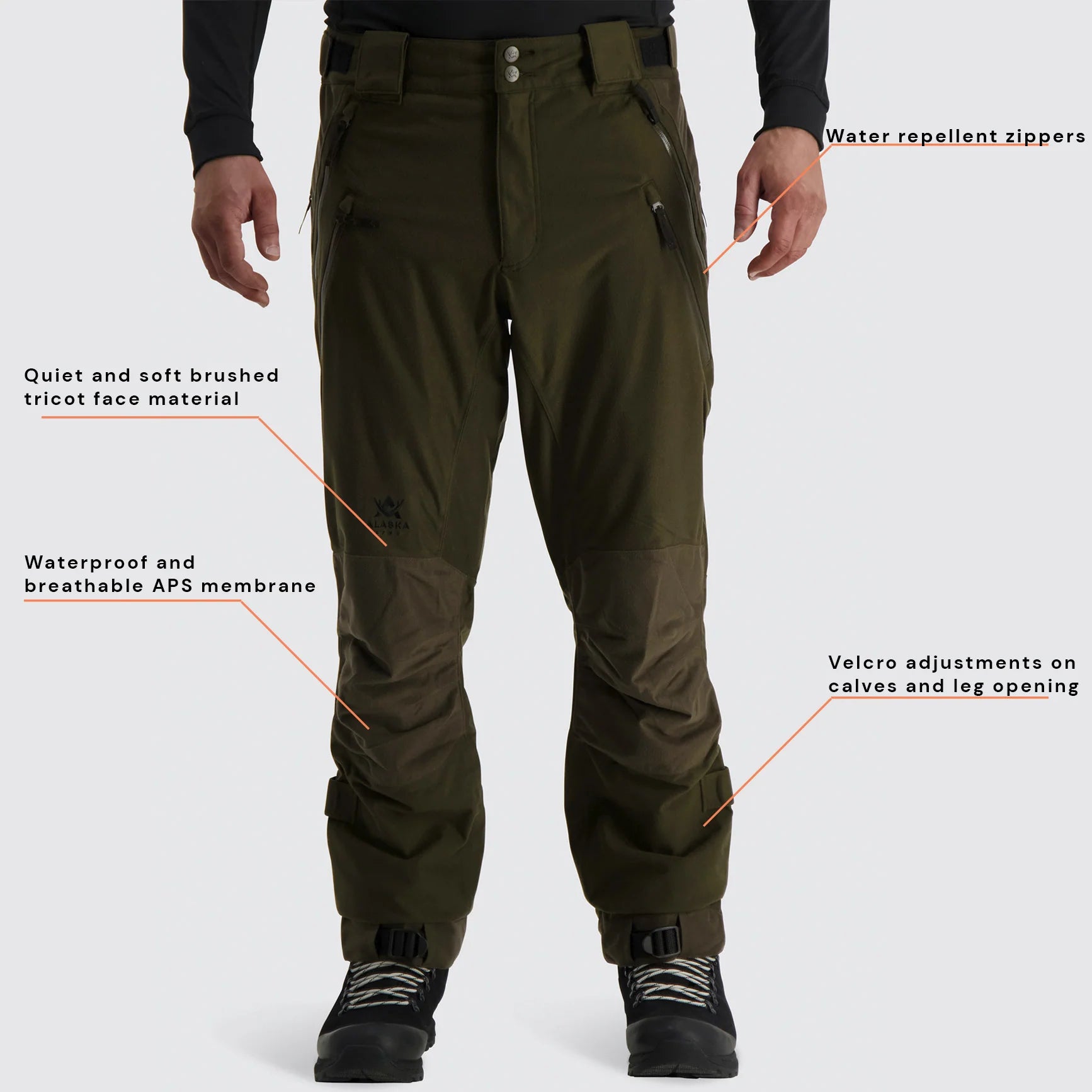 Pantaloni Alaska Superior 2, Moss Brown, impermeabili