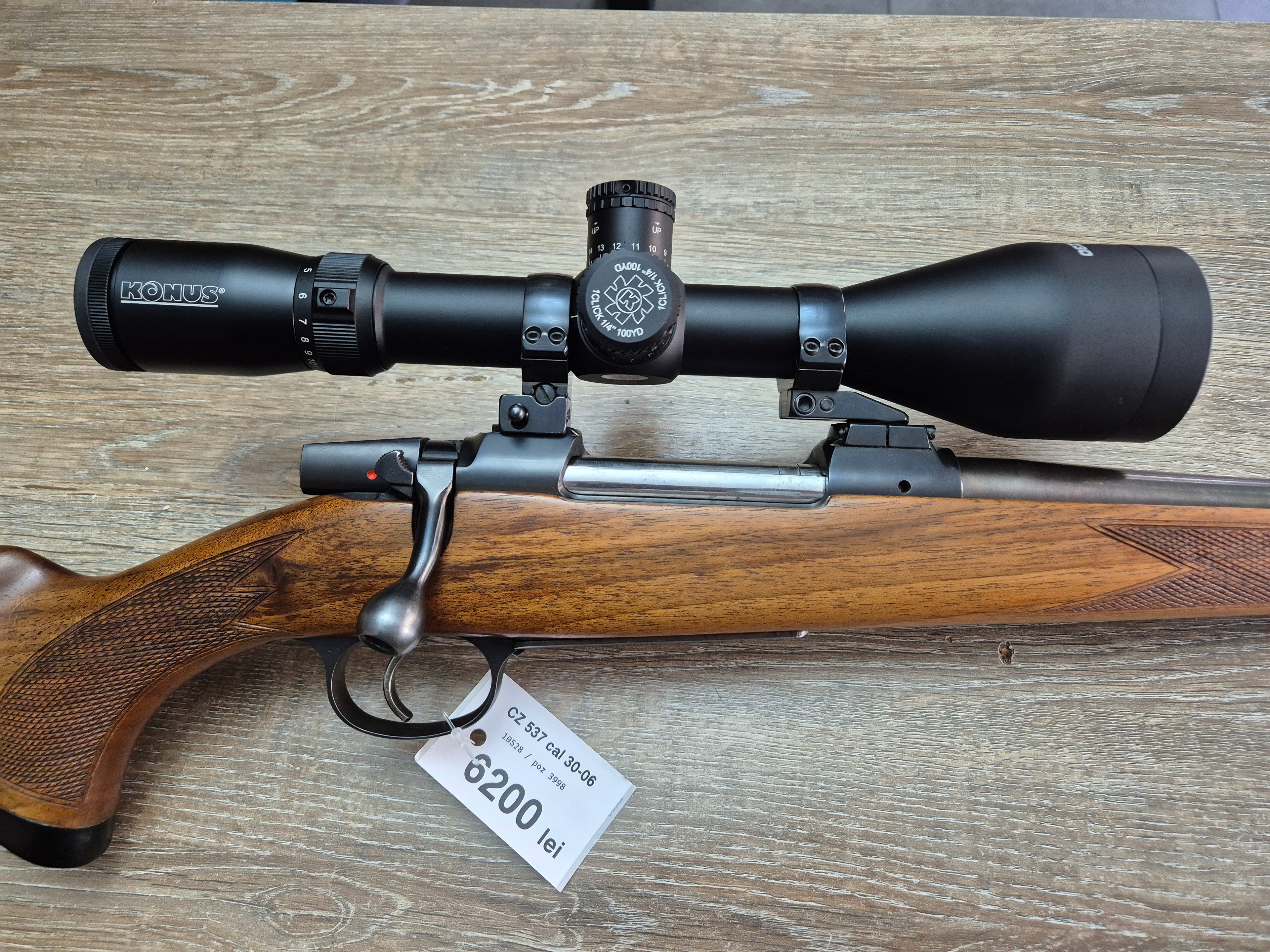 Carabina CZ 537, cal 30-06, pat stutzen, luneta noua 3-12x56