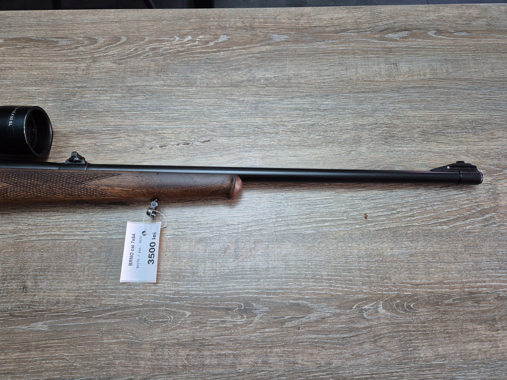 Carabina BRNO cal 7x64, 60cm, pat lemn, luneta Bauer 2.5-10x50