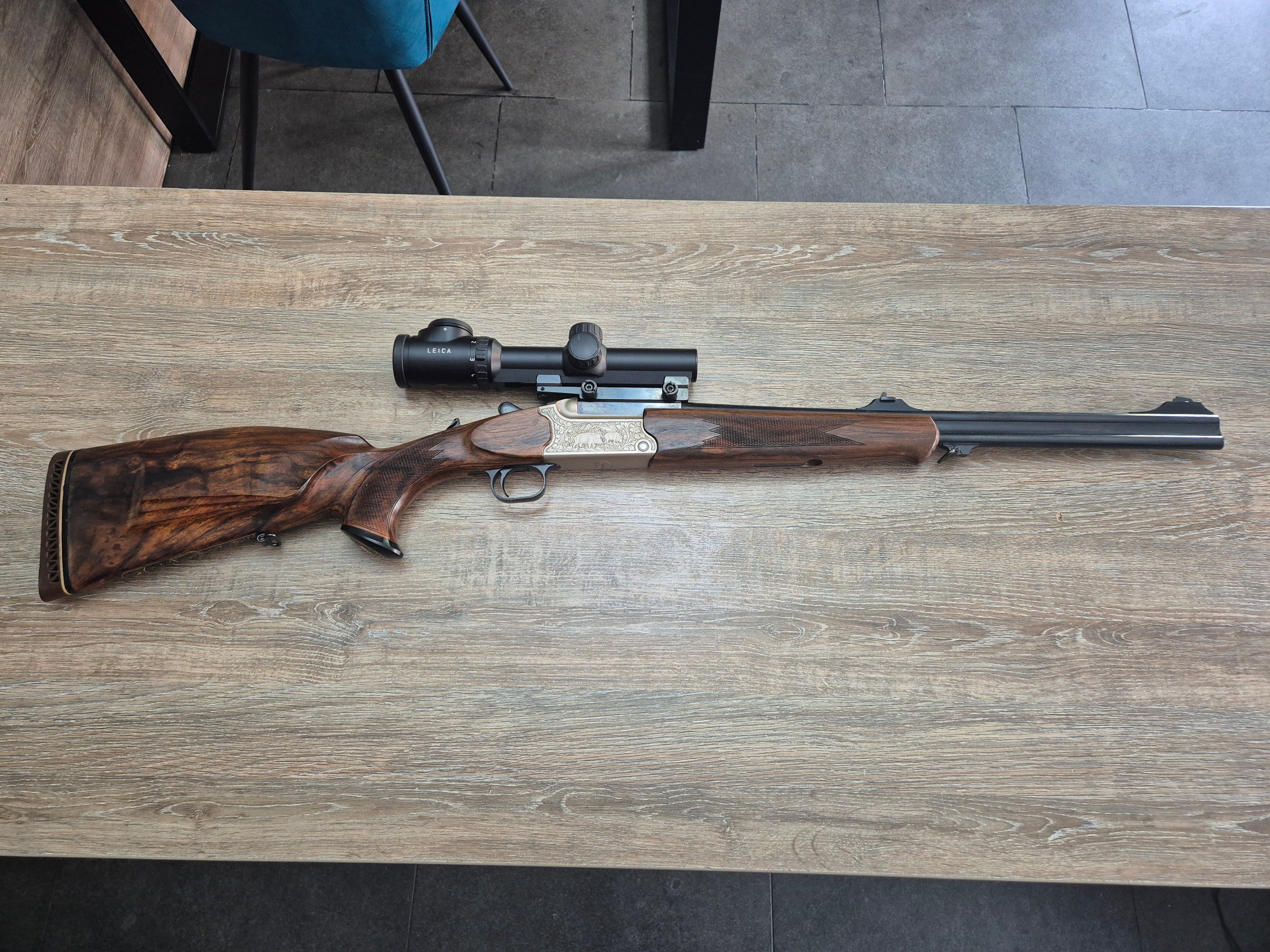 Dublu Express Heym, cal 30R Blaser, obrazar stanga, Leica Magnus 1-6.3x24