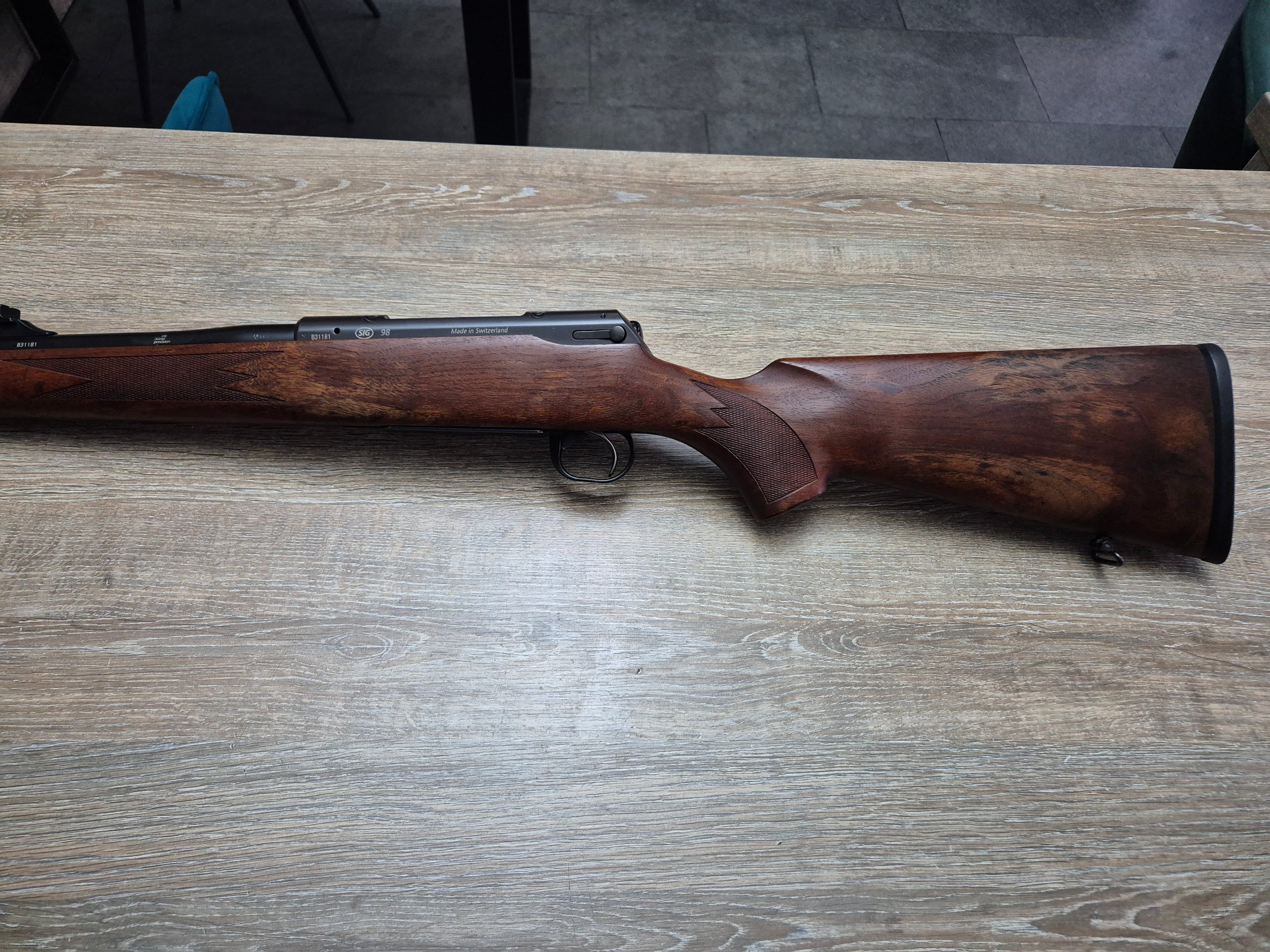 Carabina SIG 98, cal 9,3x62, teava 56cm, pat lemn