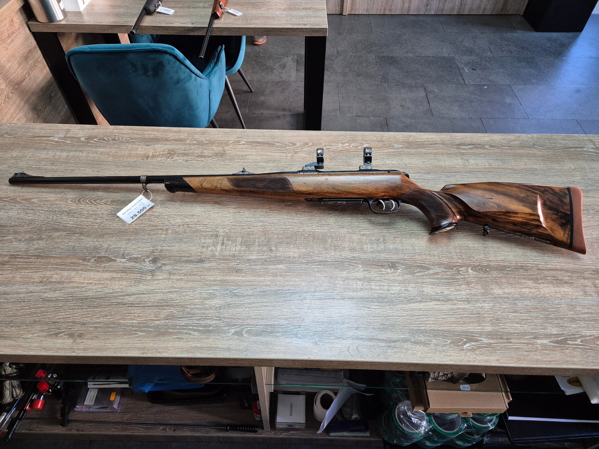 Carabina manufact. Krico, cal 6.5x68, teava 65cm, gravuri