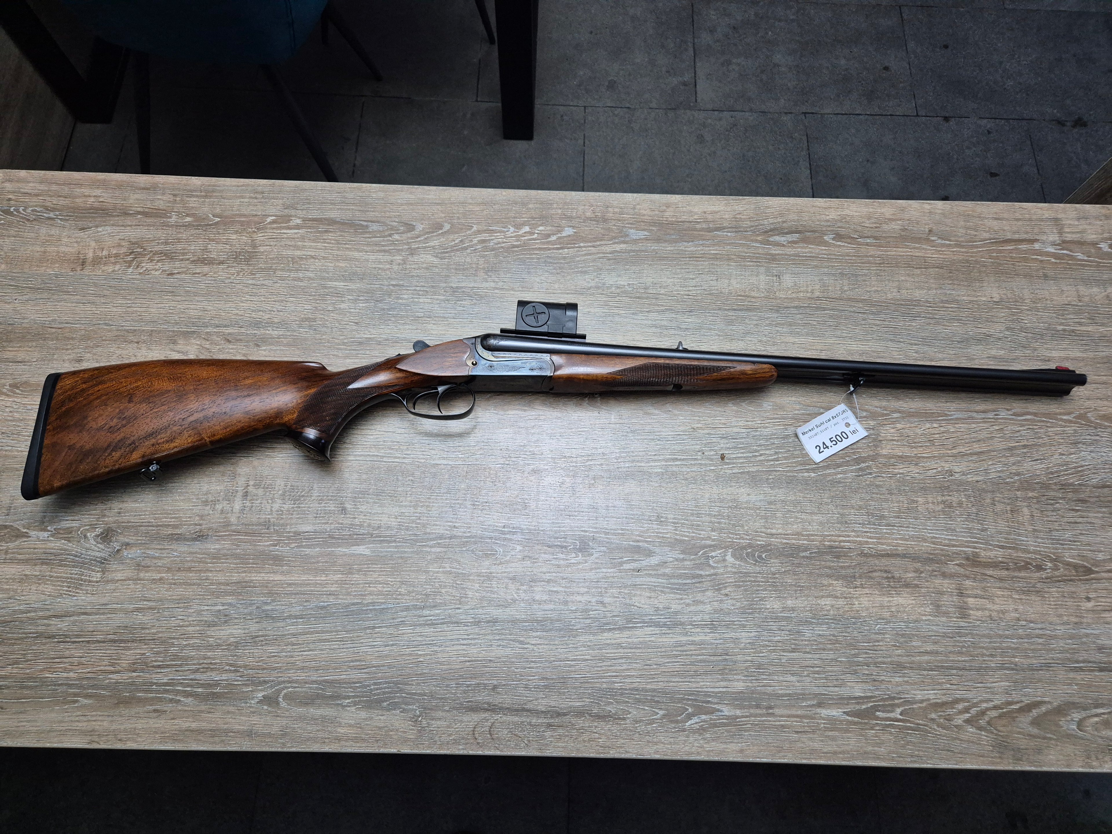 Dublu Express Merkel SUHL, cal 8x57JRS, punct Zeiss, tevi 60 juxtapuse