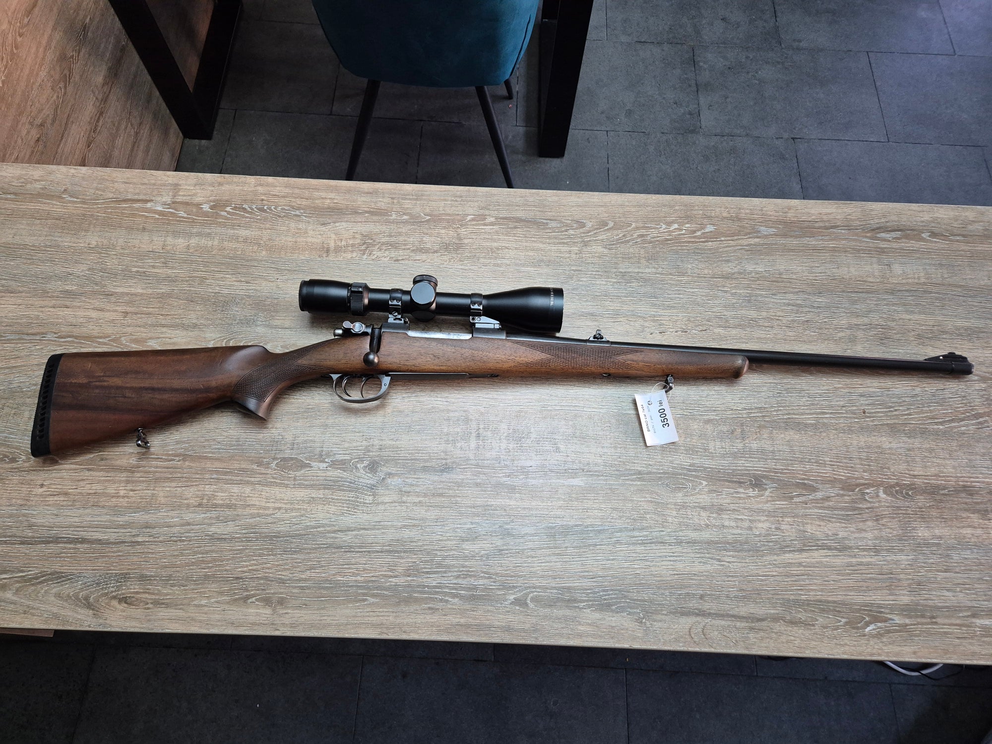 Carabina BRNO cal 7x64, 60cm, pat lemn, luneta Bauer 2.5-10x50