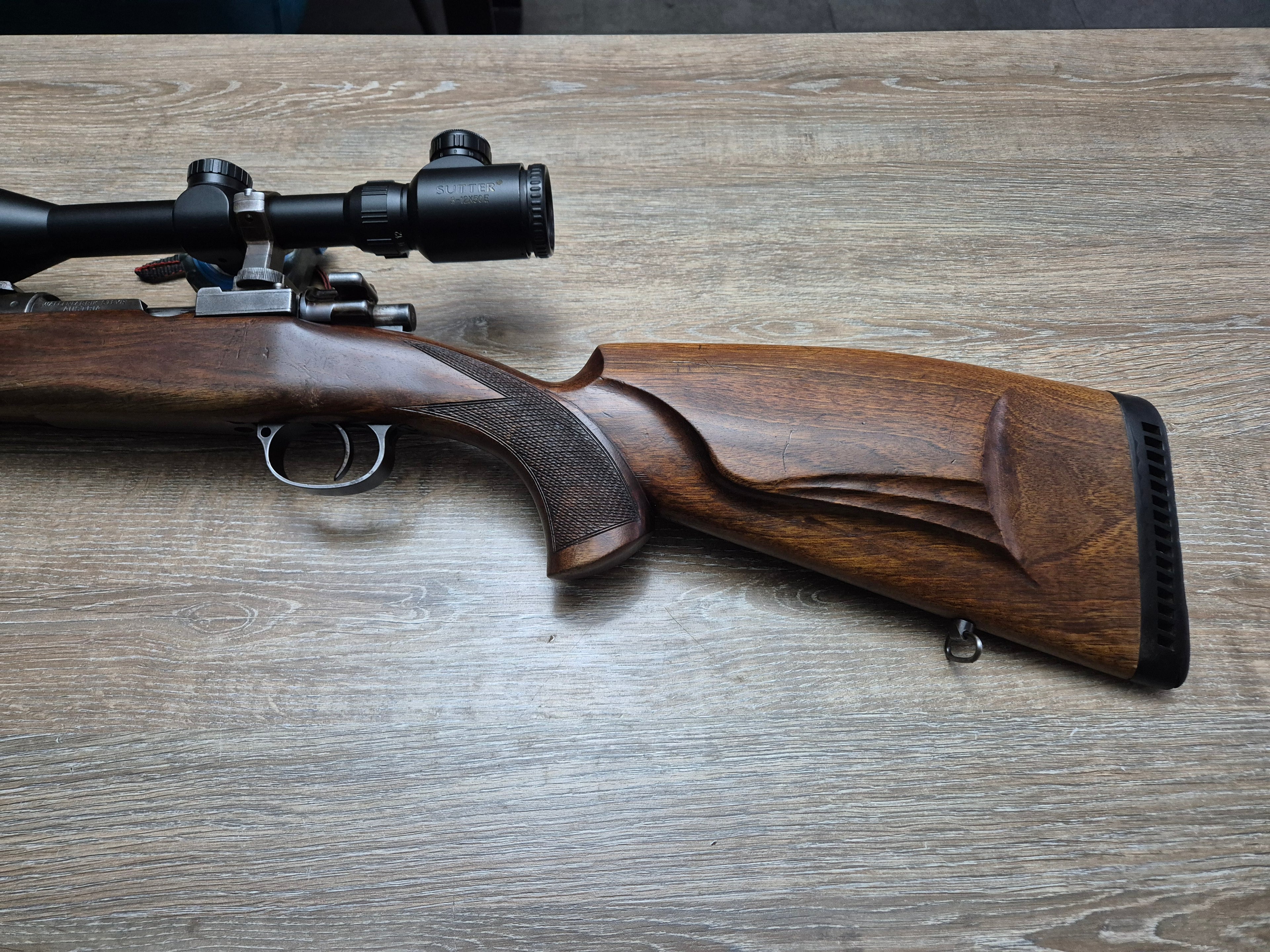 Carabina Steyr, cal 7x57, teava 64cm, luneta 3-12x50