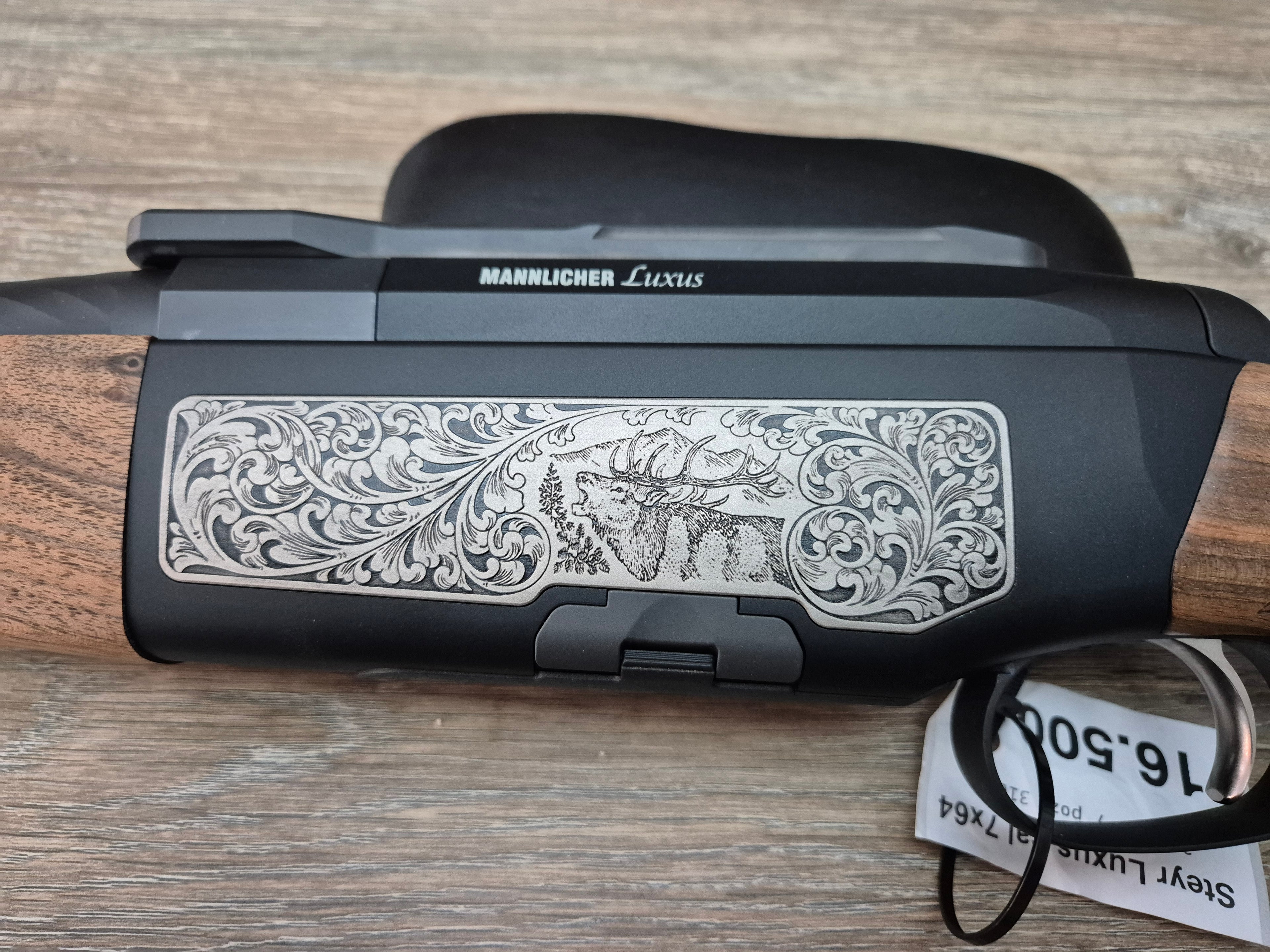 Carabina Steyr Mannlicher Luxus, cal 7x64, 56cm, lemn, gravuri